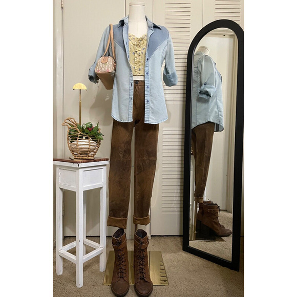 Zara Pants - NWT -Zara Women's Skinny Faux Suede Leather Stretch Pants, Brown - Size S